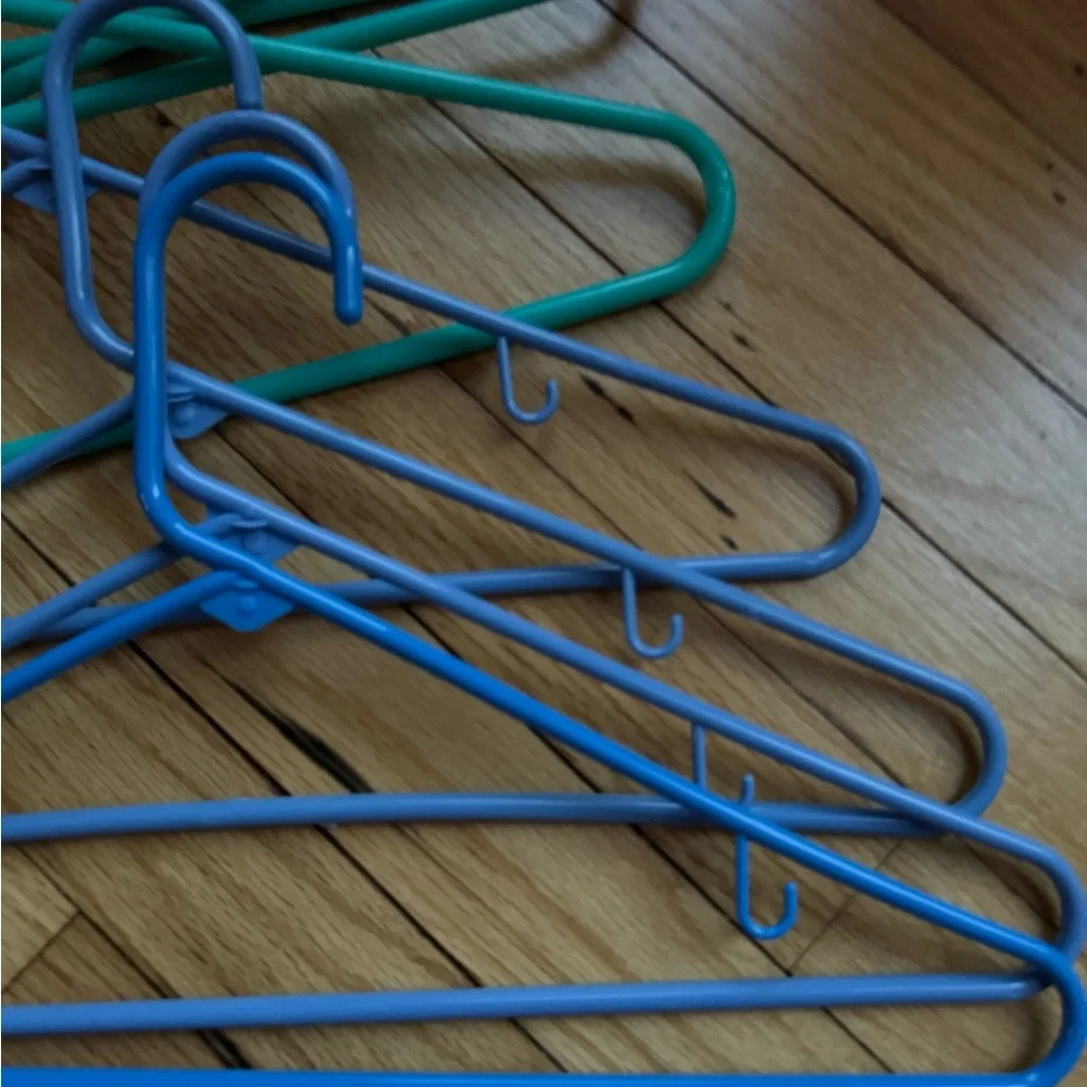 Set of Blue and Green Wire Hangers